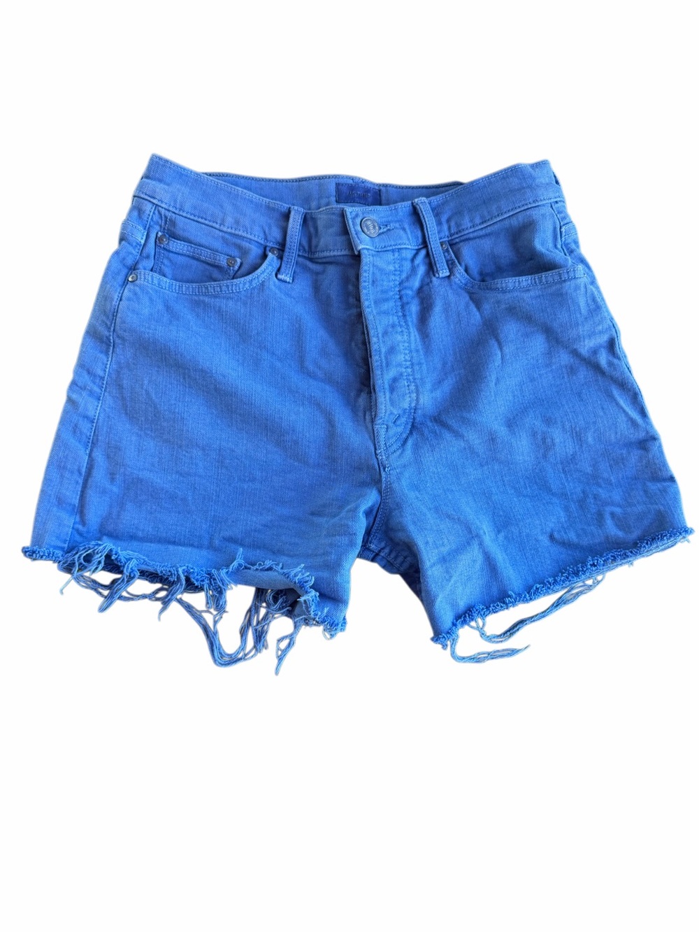 MOTHER Blue Distressed Denim Women's Long Shorts Size 27